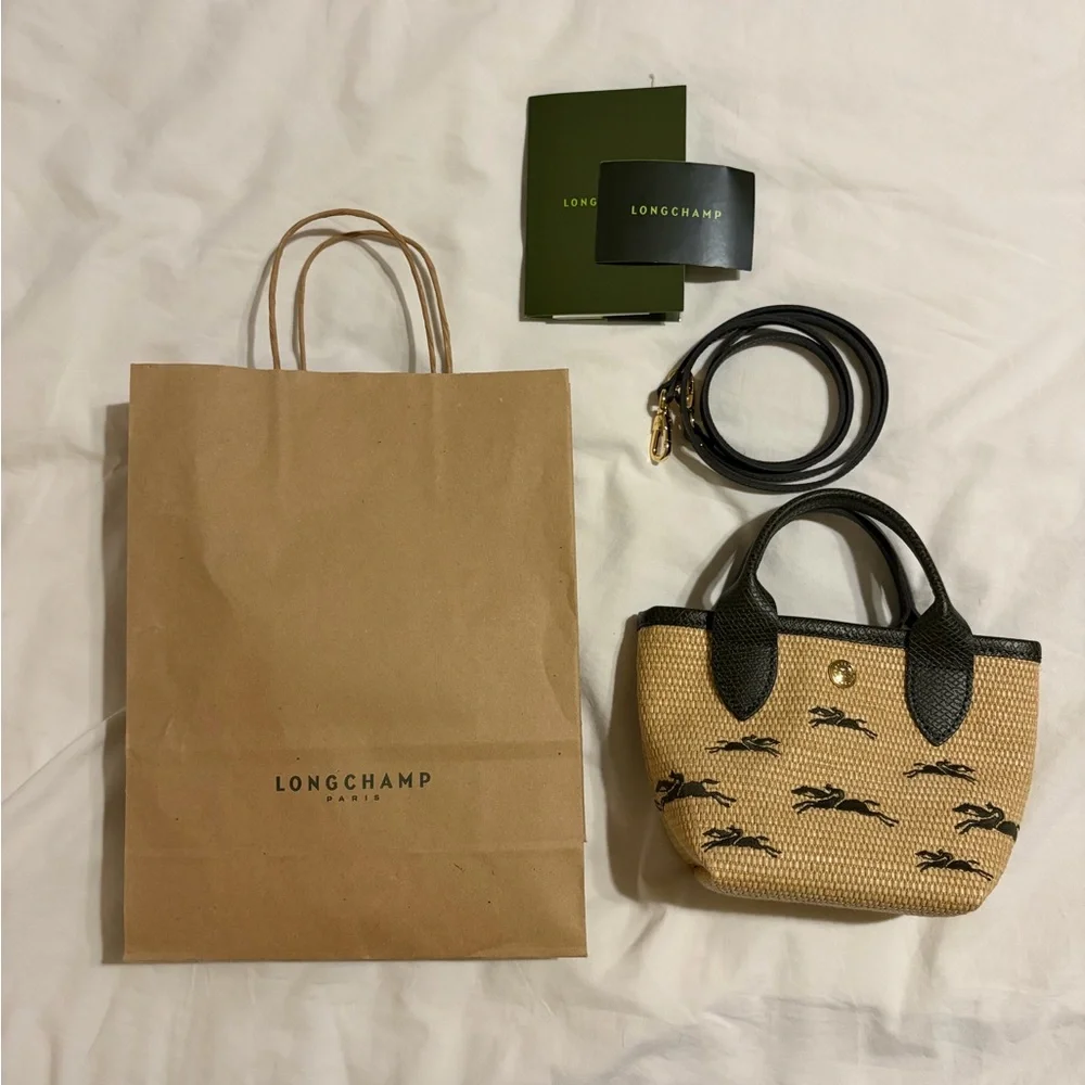 Longchamp Panier Pliage XS Handbag (10206) in Natural Khaki - Picture 4 of 8